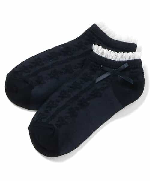 リボン編み柄ショートソックス