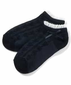 リボン編み柄ショートソックス