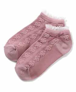 リボン編み柄ショートソックス