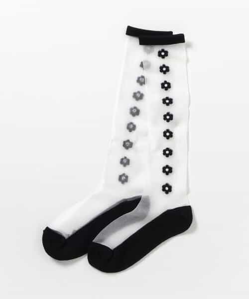 お花・ドットシアーハイソックス