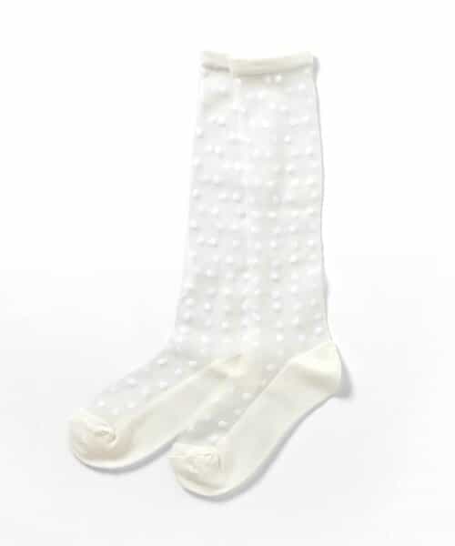 お花・ドットシアーハイソックス