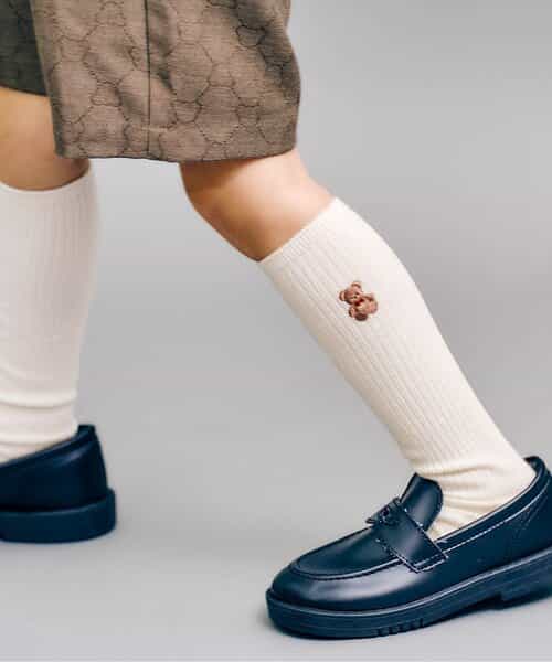 tinybear ロゴ刺繍ハイソックス