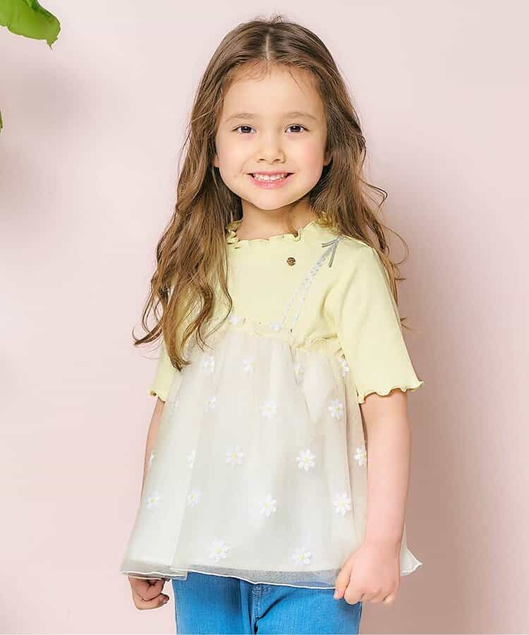 ★SALE★お花刺繍ドッキングチュールトップス