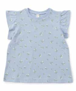 45R フリル付き青色半袖トップス トップス Tシャツ 青L 即納 S-XL 黒 白 レディース フリル 肩