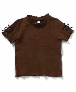 ぽこぽこジャガード袖リボンTシャツ