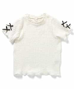 ぽこぽこジャガード袖リボンTシャツ