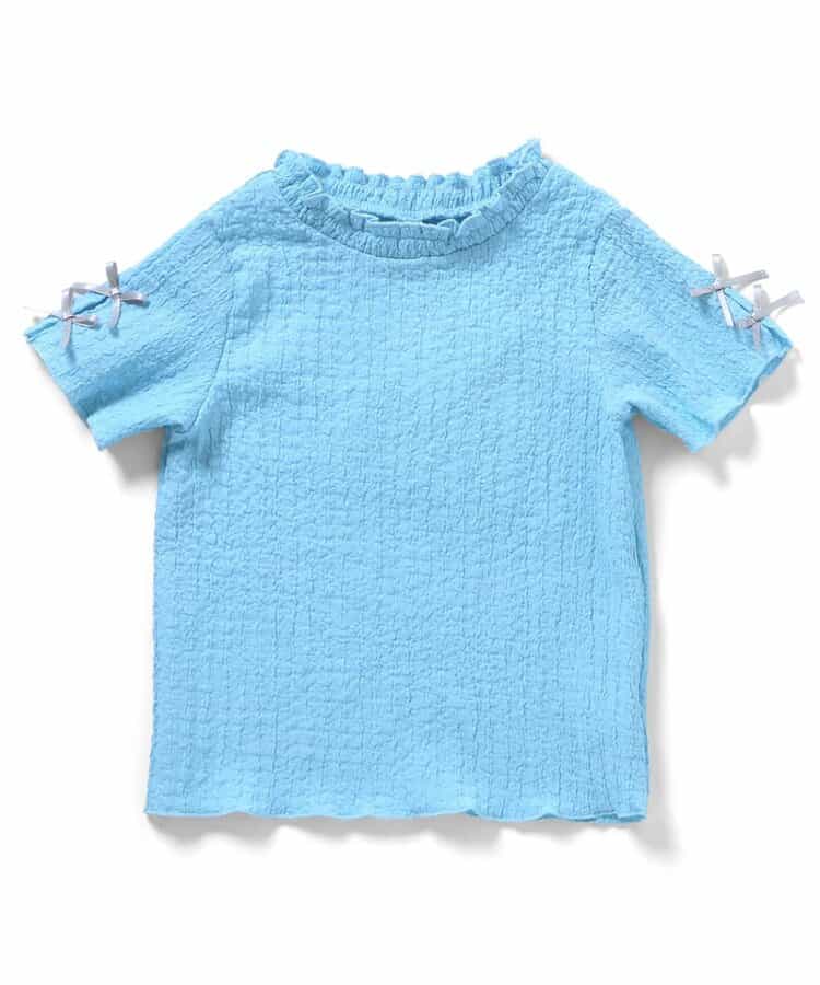 ぽこぽこジャガード袖リボンTシャツ