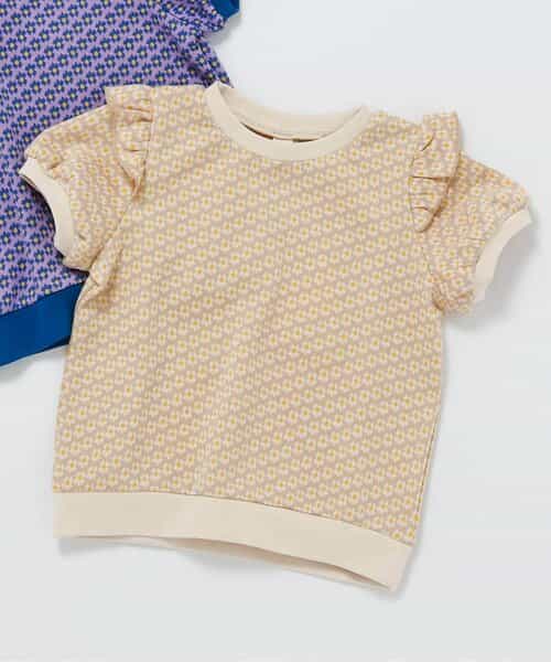 【リンク】肩フリルフラワージャガードTシャツ