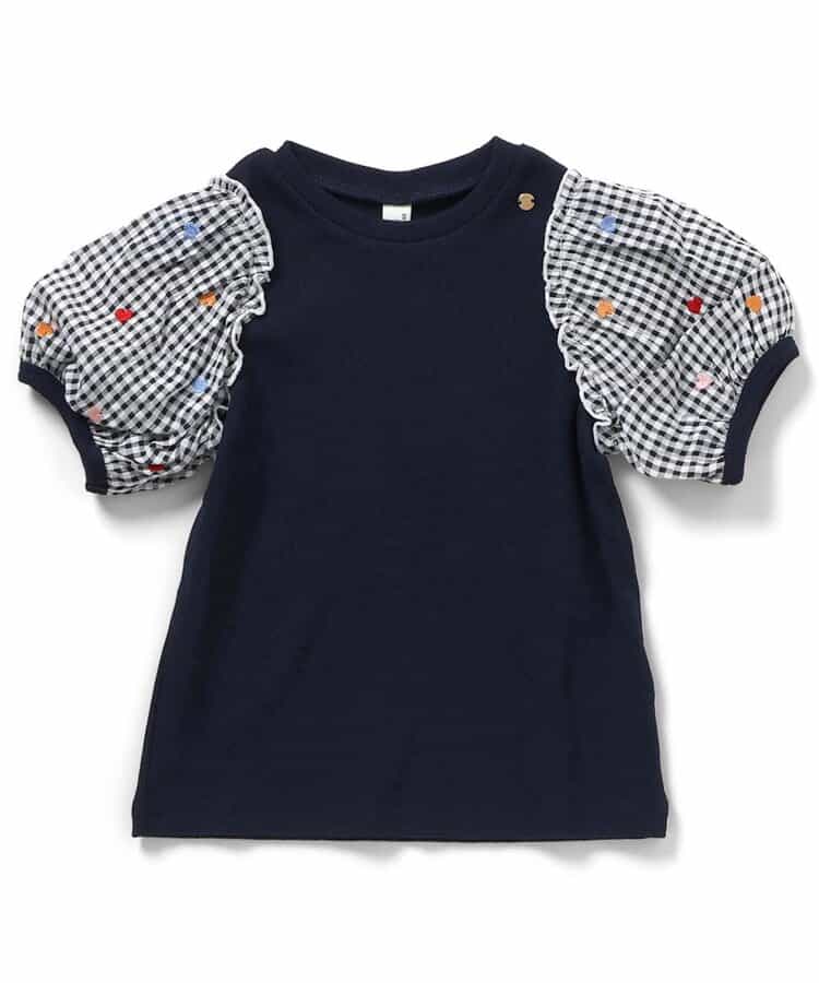 袖刺繍シアースリーブTシャツ