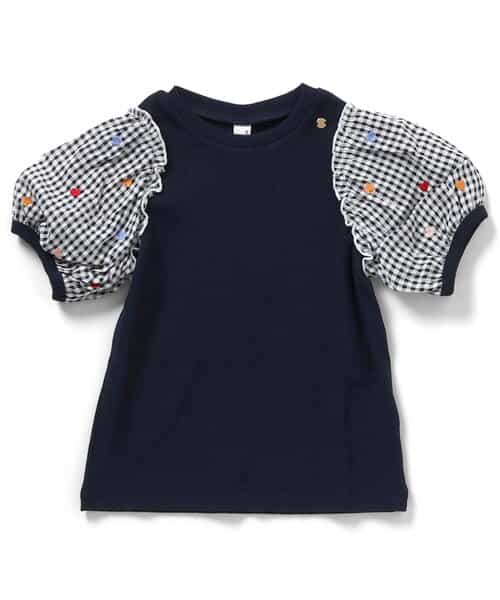 袖刺繍シアースリーブTシャツ