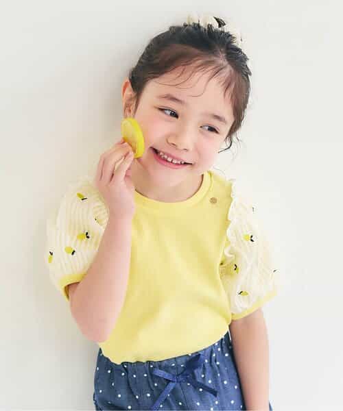 袖刺繍シアースリーブTシャツ