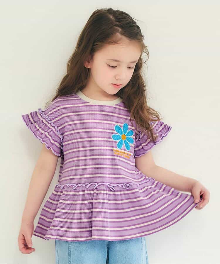 フラワーワッペンペプラムモチーフTシャツ