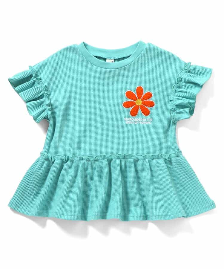 フラワーワッペンペプラムモチーフTシャツ