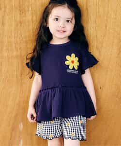 フラワーワッペンペプラムモチーフTシャツ