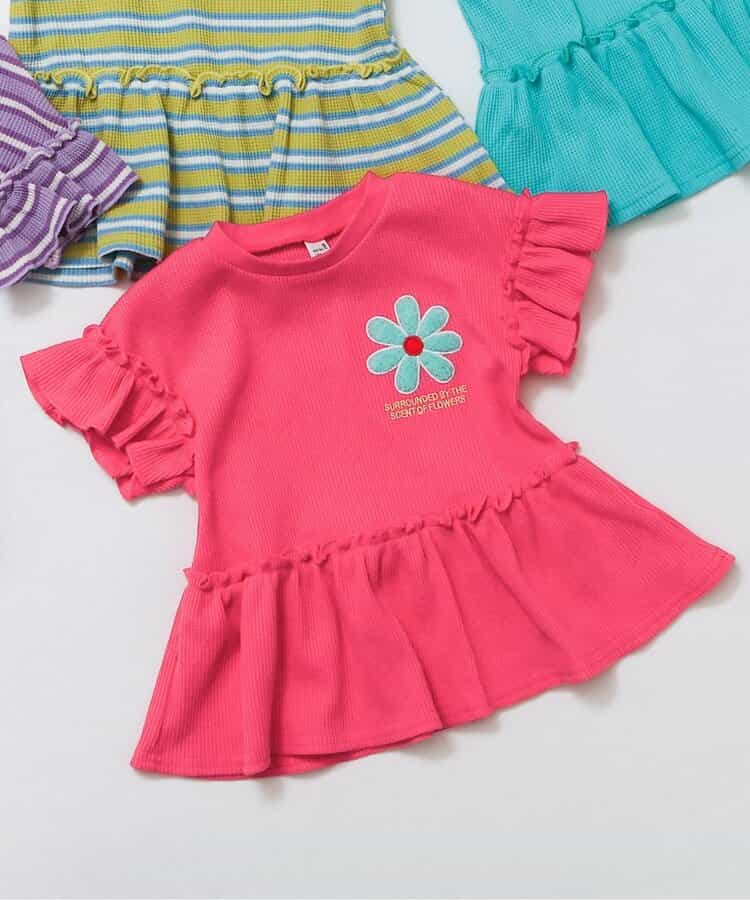 フラワーワッペンペプラムモチーフTシャツ