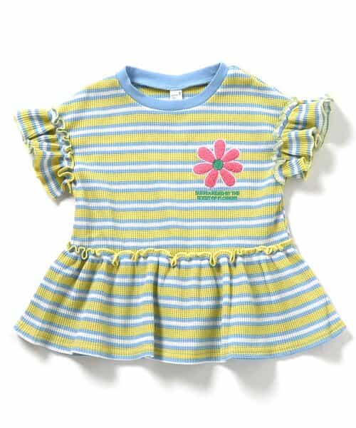 フラワーワッペンペプラムモチーフTシャツ