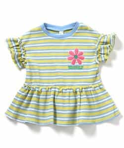 フラワーワッペンペプラムモチーフTシャツ