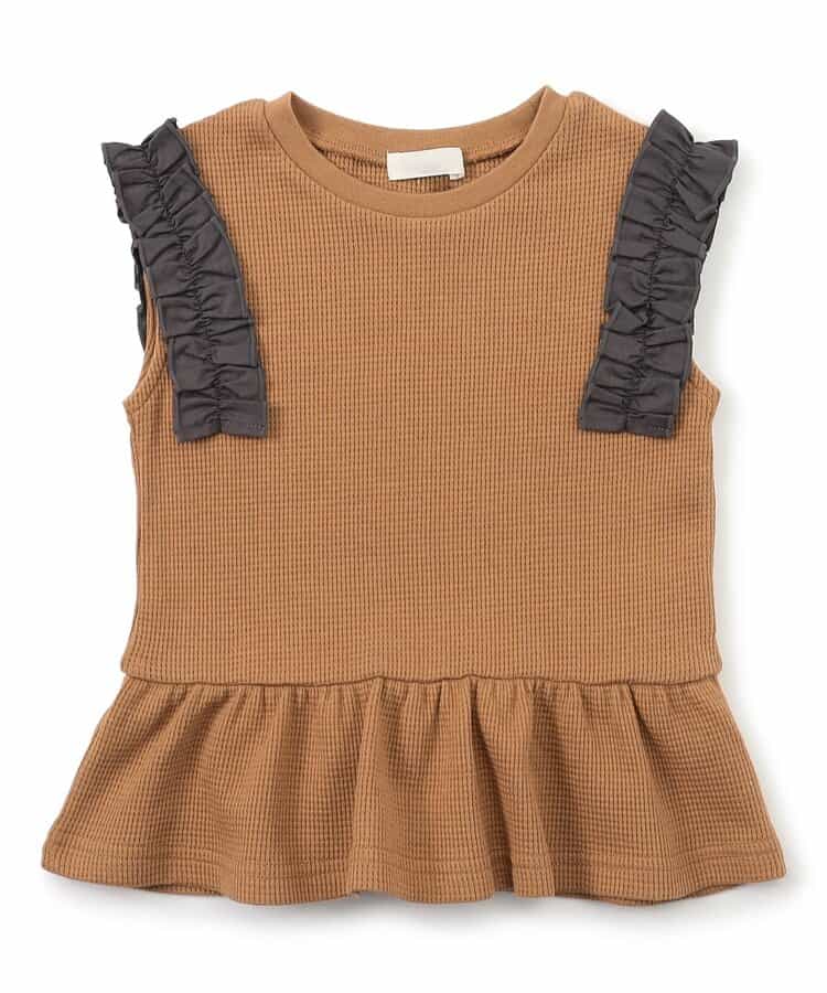 WEB限定  袖フリルワッフルTシャツ