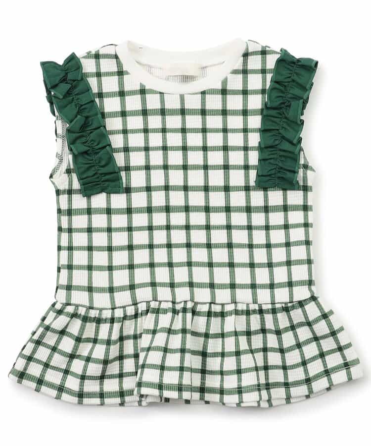 WEB限定  袖フリルワッフルTシャツ