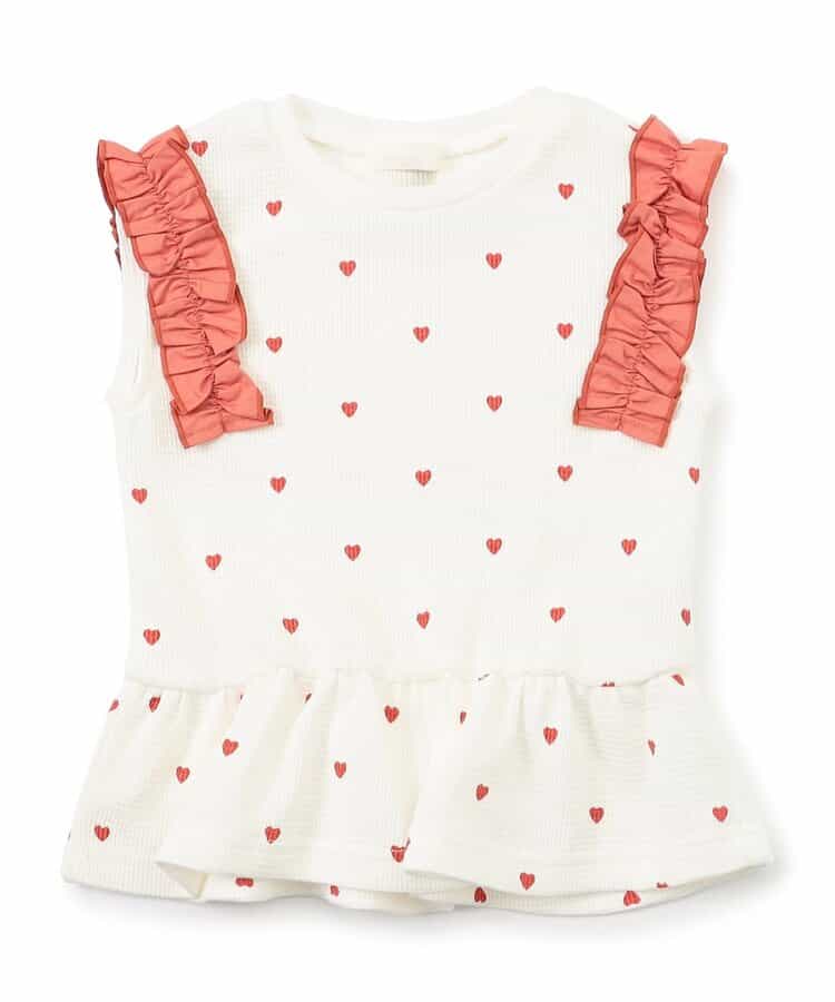 WEB限定  袖フリルワッフルTシャツ