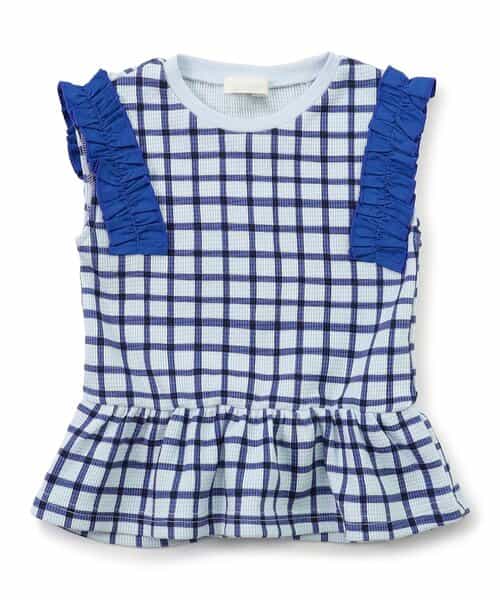 WEB限定  袖フリルワッフルTシャツ