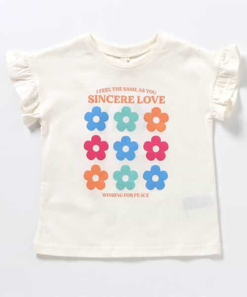 WEB限定 ハート・フラワーアップリケフリルTシャツ