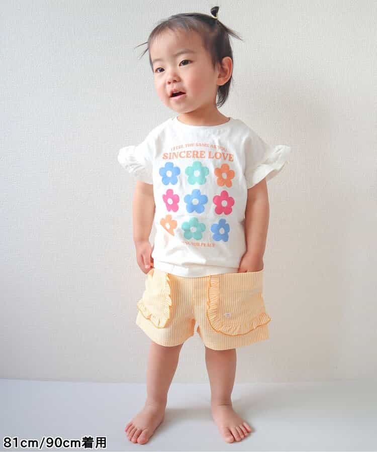 ★タイムセール★ハート・フラワーアップリケフリルTシャツ_845623