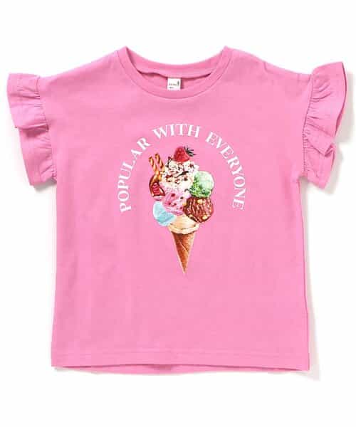 WEB限定 ハート・フラワーアップリケフリルTシャツ