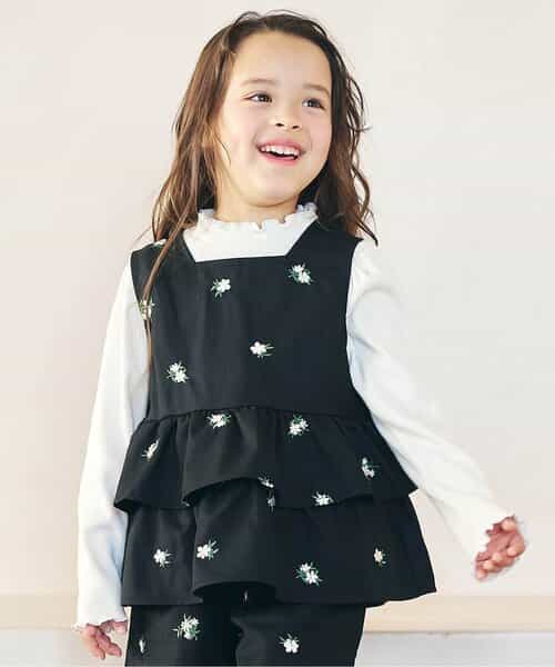 フラワー刺繍ティアードベスト