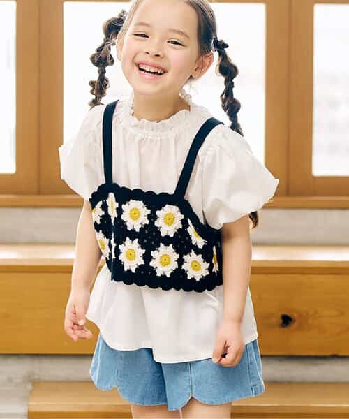 【リンク】フラワーニットビスチェ＆チュニック2Pセット_マシンウォッシャブル