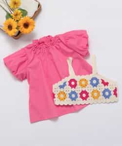 【リンク】フラワーニットビスチェ＆チュニック2Pセット_マシンウォッシャブル