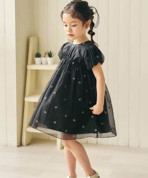 【リンク】パール・ラメ刺繍ワンピース_アプレレクールマシェリ