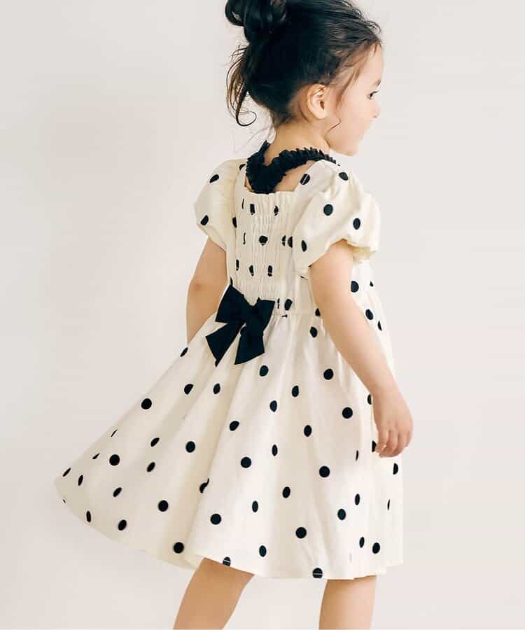 パフスリーブバックリボンワンピース