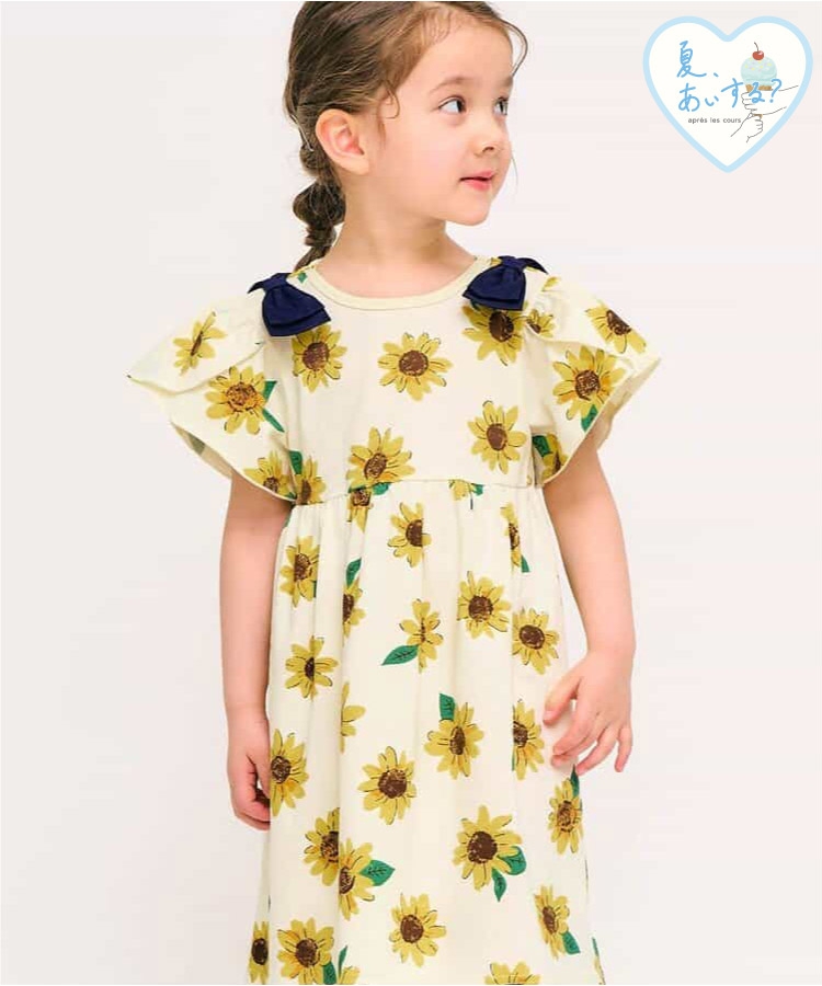 ★SALE★肩リボン花びらスリーブヒロインワンピース_接触冷感_吸水速乾