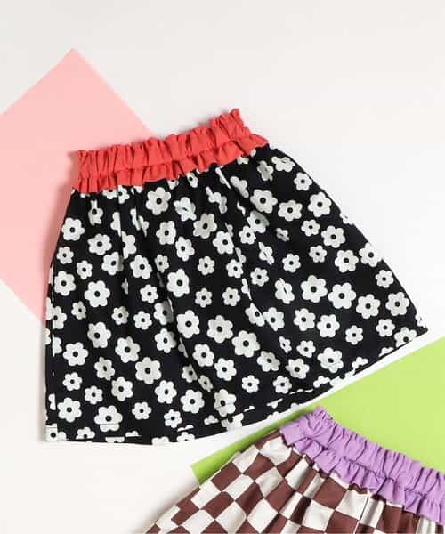 ★SALE★フラワー・チェッカー柄ふんわりスカート