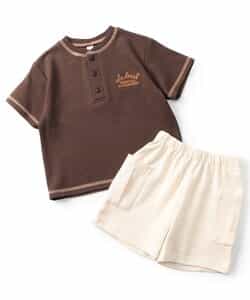 ヘンリーネックスターパッチセットアップ  5分丈