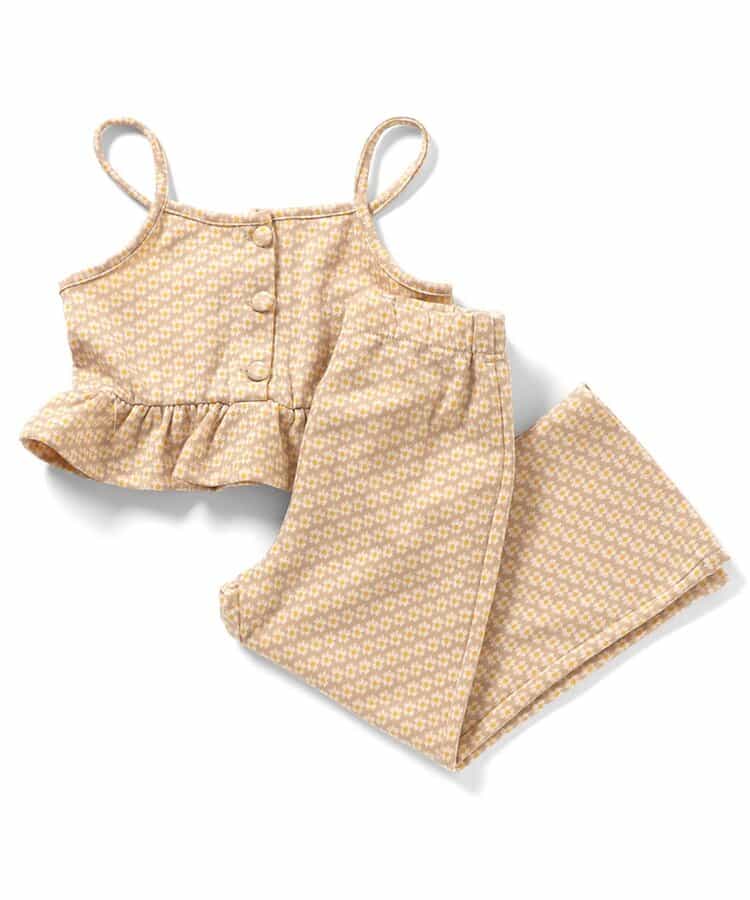 【リンク】フラワージャガードビスチェ・フレアパンツセット  10分丈