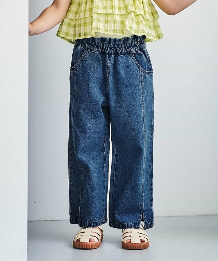 裾スリットワイドパンツ  10分丈