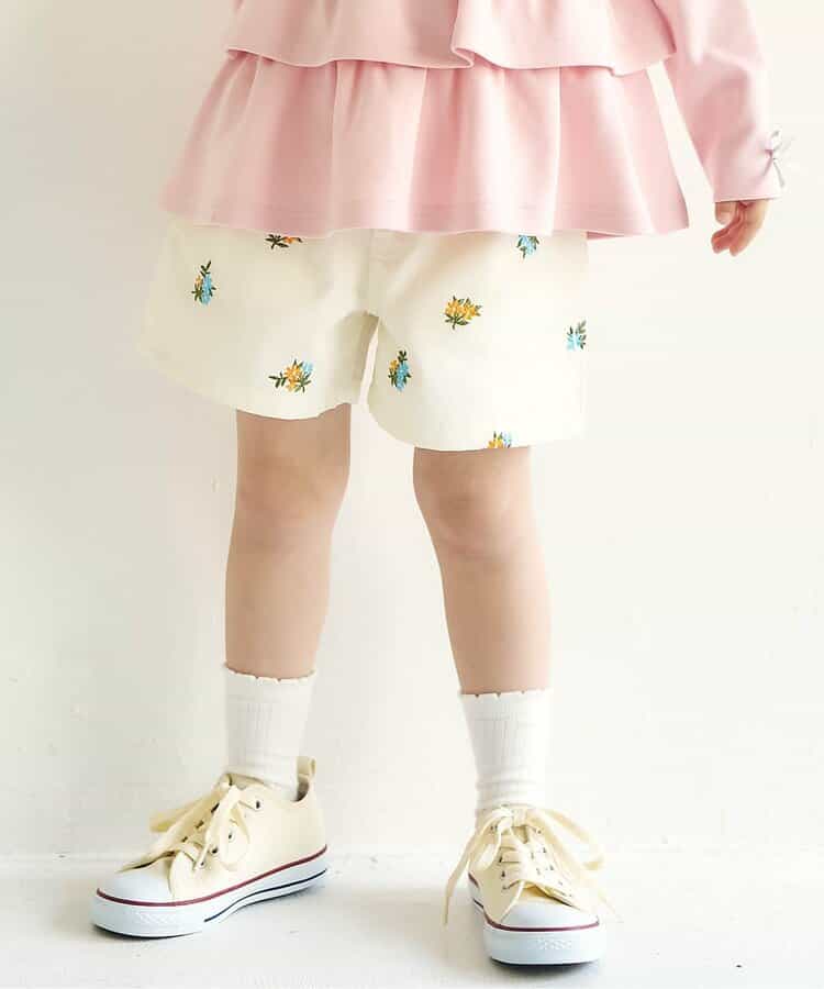 ハート・フラワー刺繍ショートパンツ
