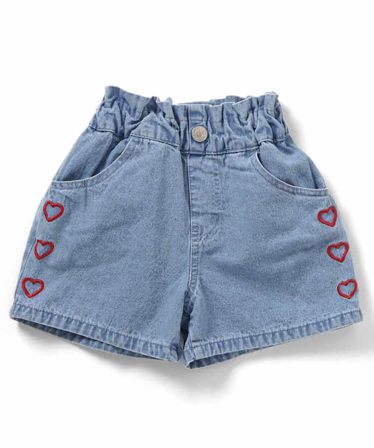 ハート・フラワー刺繍ショートパンツ