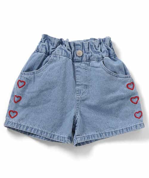 ハート・フラワー刺繍ショートパンツ