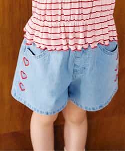 ☆3/19(木)21時～3点10％OFF☆ハート・フラワー刺繍ショートパンツ