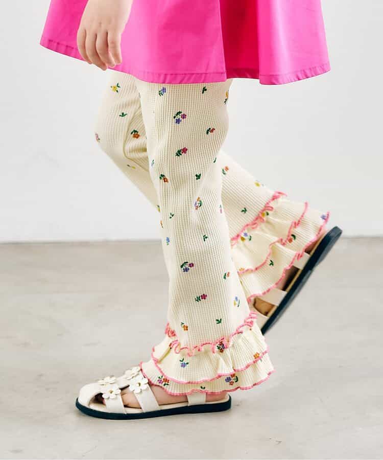 WEB限定 ワッフルフリルレギンス  10分丈