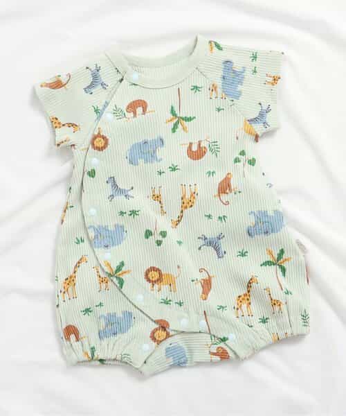 ★SALE★リブ総柄ロンパス