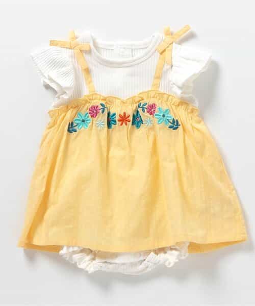 花刺繍キャミドッキングロンパス