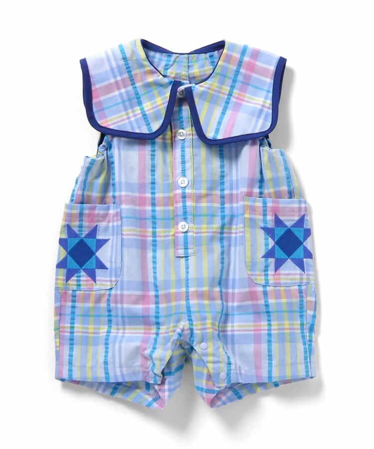 チェック・ストライプ柄ロンパス