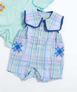 ☆4/28(火)お昼12:59まで3点10％OFF☆チェック・ストライプ柄ロンパス