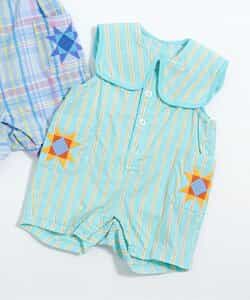 ☆4/28(火)お昼12:59まで3点10％OFF☆チェック・ストライプ柄ロンパス