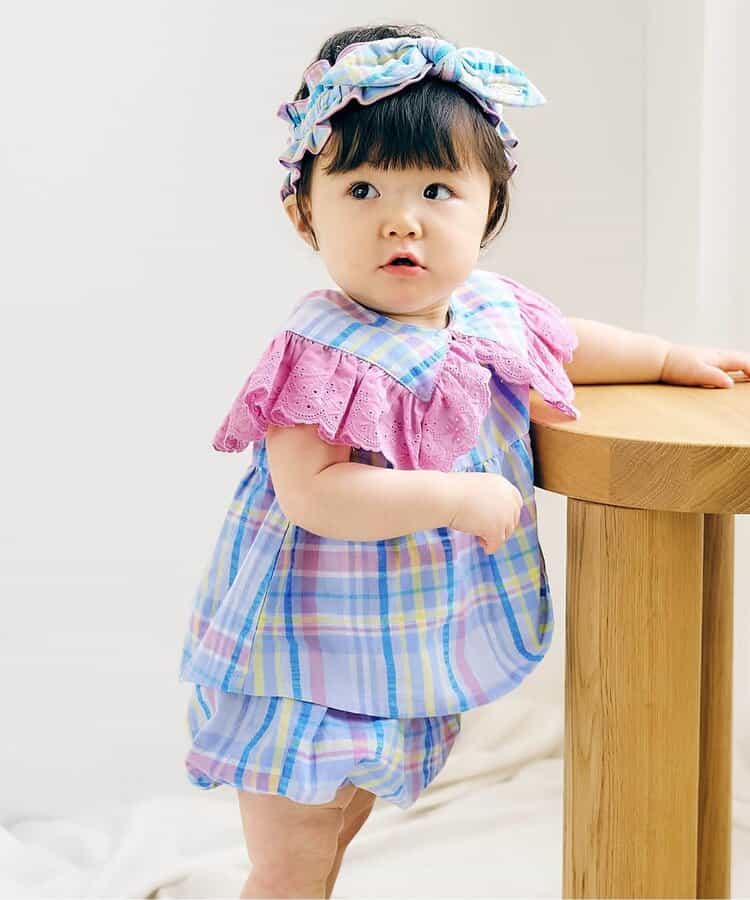 チェック・ストライプ柄チュニック&ブルマセット