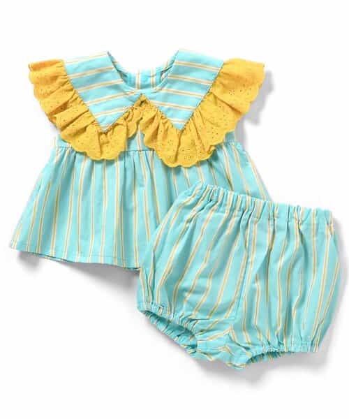 チェック・ストライプ柄チュニック&ブルマセット